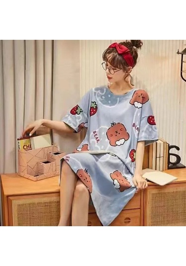 Snapbuy Kadın Kore Tarzı Yaz Pijama Seti - Rahat Ev Kıyafeti, Kısa Kollu Pijama Öğrenciler İçinerkek Green