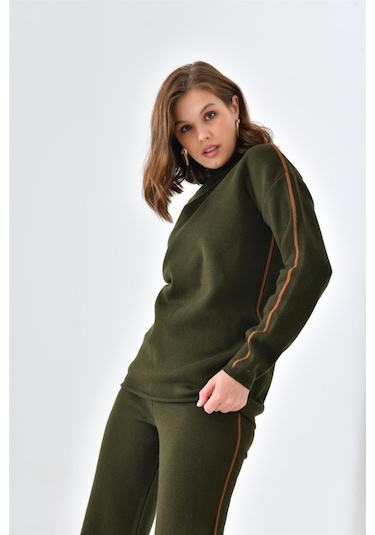 Ftz Women Kadın Çizgili İkili Takım Haki 20563-haki Haki