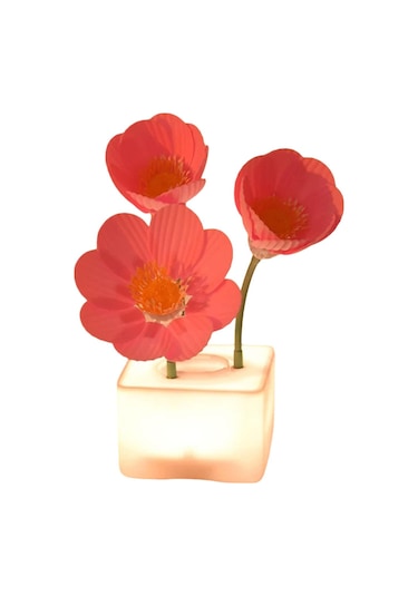 Homyl Otomatik Blooming Çiçek Gece Işık Yatak Odası Ekran Pembe Çok Renkli