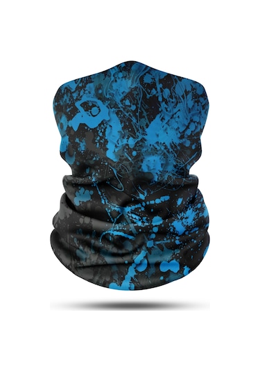 Mavi Boya Desenli Motosiklet Bandana Boyunluk Outdoor Balaklava