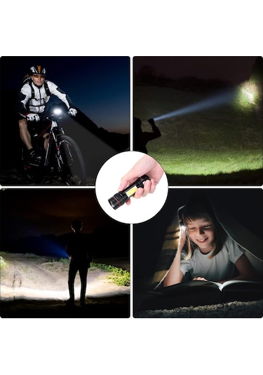 Şarj Edilebilir Led El Feneri, 800lm 3 Mod Ve Yakınlaştırılabilir El Feneri, Çocuklar İçin Taşınabilir Cob Taktik Lambası Hediye/kamp/yürüyüş/acil Durum/atölye 2 Adet Çok Renkli