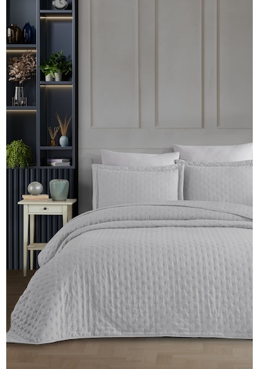 Elart Yatak Örtüsü 3 Parça Çift Kişilik Helena Gri