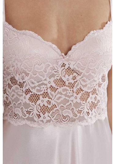 Pierre Cardin Saten Dantelli Gecelik 627 Çok Renkli
