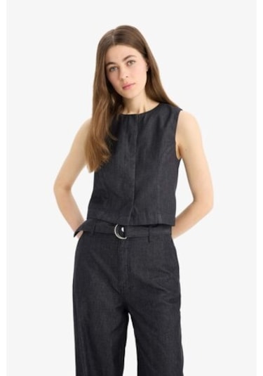 Defacto Yumuşak Jean Yelek E5798ax25spnm82 Mavi