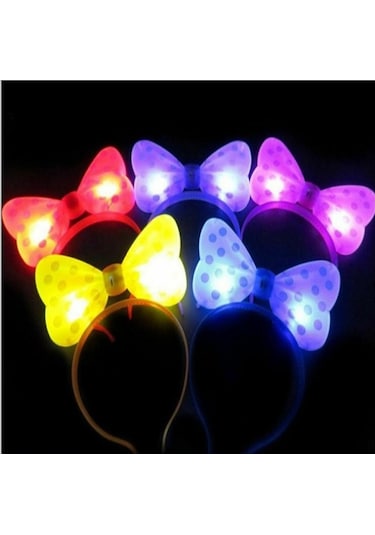 4 Adet Headband Led Light Minnie Mouse Işıklı Taç Pembe Taç Kırmızı Taç Sarı Taç Mor Taç Işıklı Taç Çok Renkli