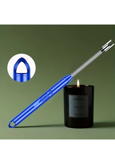 Elmpaly Usb Şarjlı Elektrikli Çakmak Mavi-üçgen Askılı Arc Şarj Edilebilir Pil Kampçılık Ev Kullanımı İçin Altın