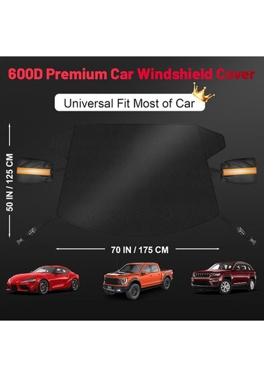 Besthome1 Kar Rüzgarlığı Kılıfı, 600d Oxford, 175x125 Cm, Gümüş Renk, Buz Çözücü, Çift Lastikli, Kolay Montaj, Uygun Farklı Ala