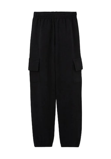 Erkek Çocuk İçi Şardonlu Kargo Cepli Pantolon-15253 Siyah