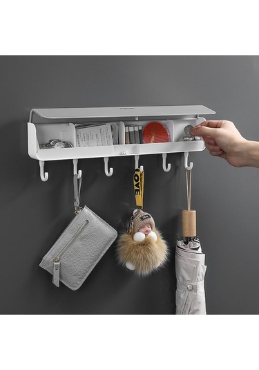 Siyah Mengnı Yeni Depolama Rafı Kancalı Çok Fonksiyonlu Depolama Rafı Yumruksuz Organizatör Bölmeli Banyo Aksesuarları Setleri Siyah