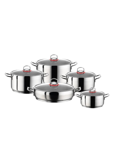 Hascevher Enzo 10 Parça Tencere Seti Beyaz - Inox