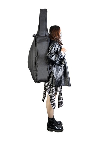 Ruicoo 1/8 Boyutu Keman Çantası, Omuz Taşıma Askısı, Yumuşak Döşeme Ve Aksesuar Çantaları, Siyah Nilon Malzeme Gri