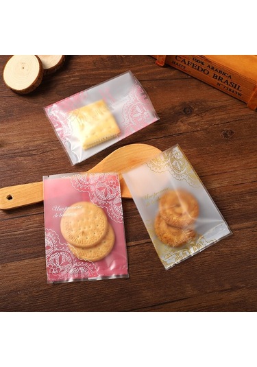 Lbsısı Ömrü 100 Adet Kalın Dantel Harfler Buzlu Gıda Bisküvi Zarf Dıy Pişirme Kek Çanta Hediye Çerez Ambalaj Düz Plastik Torba