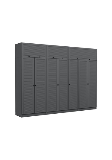 Kale 7 Mebran Panjur Kapaklı 2 Çekmeceli Dolap Ve Yüklük Antrasit 235cm Antrasit