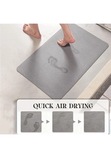 Elmpaly 1 Adet Kaymaz Diatomite Banyo Paspası - Hızlı Kuruyan Yumuşak Gri Pembe 50x80 Cm Gri Pembe