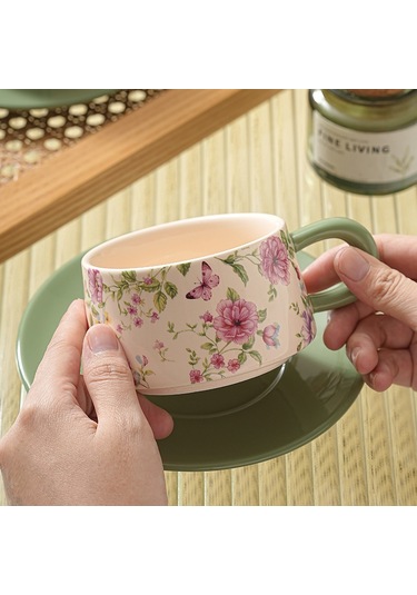 Aurora Seramik Kahve Fincanıve Tabağıseti İçek Beyaz