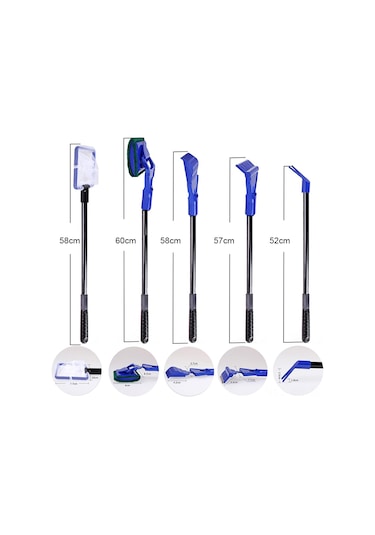 Youmex Akvaryum Temizlik Aleti Seti 5'li: Ağ, Tırpan, Fırça, Alje Tarayıcı Ve Çim Kırpıcı - Plastik Malzeme