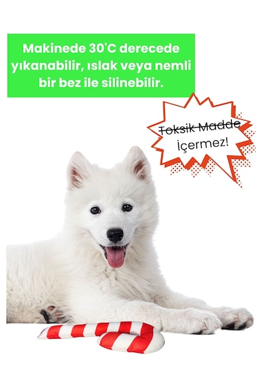 Havhav Yılbaşı Temalı Baston Şeker Köpek Oyuncağı