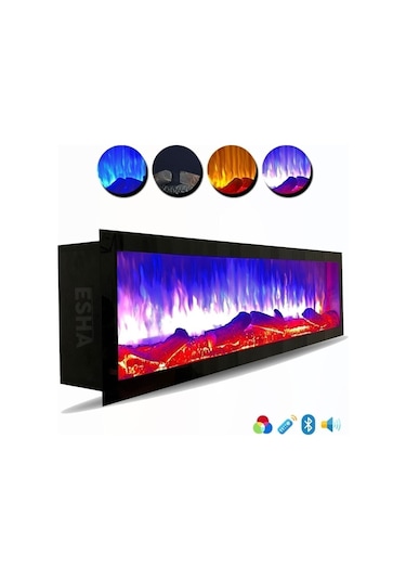 Esha Home Elektrikli Dekoratif Yapay Şömine Bluetooht Sabit Çıtırtı 150x35x18 Cm