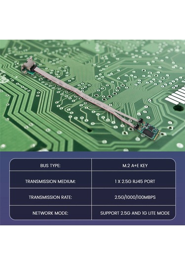 M.2 A+e Key 2.5g Ethernet Lan Kartı, Realtek 8125b Chip