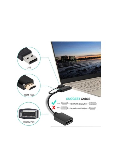 4k Usb Ed Hdmi - Dp Display Port Fe Dönüştürücü Adaptör Ces Hdmi Kablo Adaptörü Dönüştürücü / Dizüstü Bilgisayar