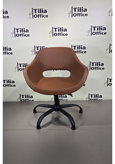 Monaco Çalışma Kesim Kuaför Koltuğu Yonca Sabit Siyah Ayak Kahverengi