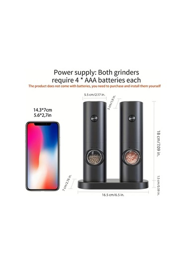 Honeybeeshop 1 Adet Siyah Tekli Paket Akıllı Algılama Elektrikli Öğütücü Tuz Ve Biber Öğütücü Pratik Dayanıklı Mutfak İçin Siyah Tekli Paket