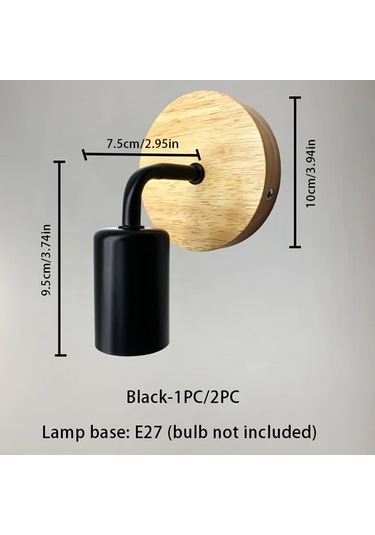 Dashanshop Siyah İki Paket Modern Ahşap Metal Duvar Lambası Yatak Odası Aydınlatma Siyah