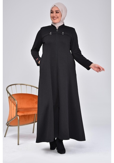 Kadın Büyük Beden Fermuarlı Kışlık Kaban Pardesü 001