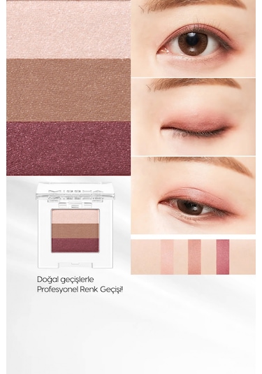 Missha Triple Shadow Yumuşak Dokulu Dökülme Yapmayan 3 Renkli Göz Farı 16 Rose Fondue