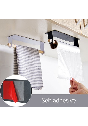 Padalink Duvara Yapışkan Demir Fırınlak Mutfak Banyo Mendil Rafı, Çeşitli Eşyaları Asmak İçin, Delme Yok, Beyaz Diğer