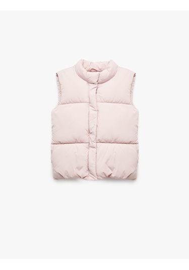 Koton Dik Yaka Fermuarlı Kolsuz Şişme Yelek Pembe 6wkg20054aw Gül