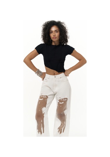 Norris Asimetrik Siyah Crop Siyah