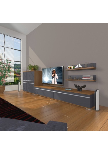 Decoraktiv Eko On Mdf Std Tv Ünitesi Tv Sehpası Ceviz - Antrasit