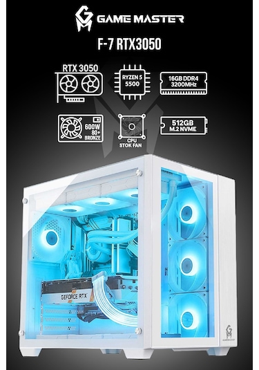 Game Master F7 R5-5500 16 GB 512 GB SSD Dos Masaüstü Oyuncu Bilgisayarı