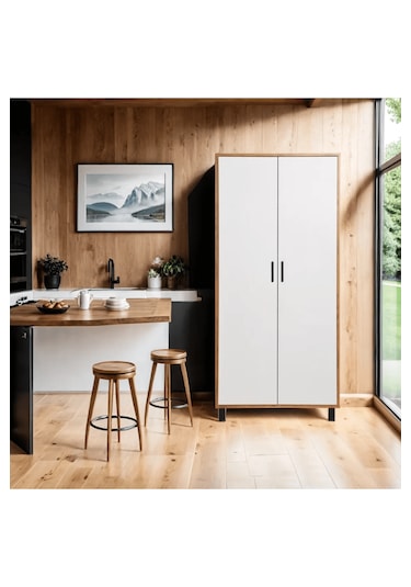 Ahşap Renk Çok Amaçlı 2 Kapılı Dolap