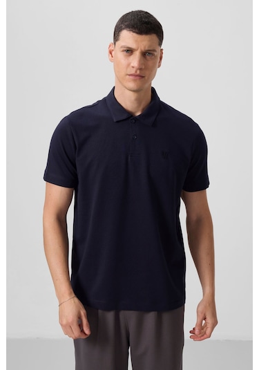 Tommylife Tommy Life Lacivert Basic Göğüs Logolu Standart Kalıp Triko Polo Yaka Erkek T-shirt - 87768 Lacivert