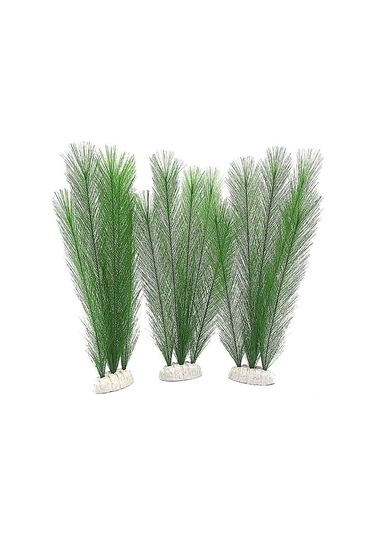 Vkemall Akvaryum Dekoru: 30cm Beyaz Tabanlı 3'lü Plastik Yapay Bitki Seti - Renkli Ve Gerçekçi Su Bitkileri