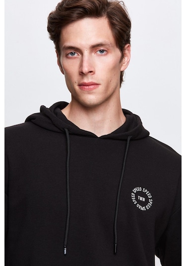 D's Damat Relaxed Fit Baskılı Erkek Sweatshirt 3ECE24ORT0240 - Siyah