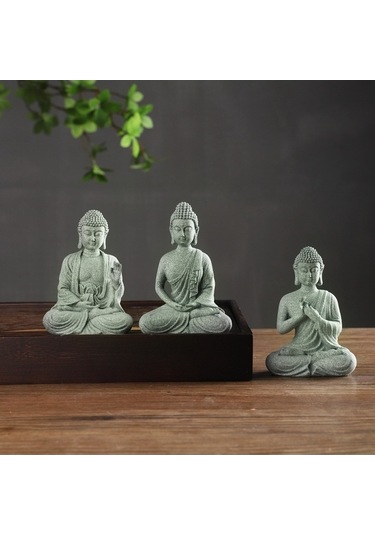 Pazly Zen Buda Heykeli - Yeşil Kumtaşı Meditasyon Dekoru, Ev & Ofis İçin Şık Aksesuar