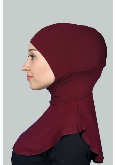 Kadın Tesettür Pratik Boyunluklu Hijab - Sporcu Bone Bordo