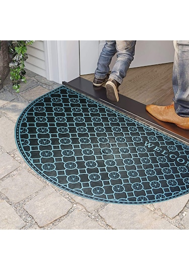 Myfloor Mavi Welcome Yazılı Toz Ve Çamur Sıyırıcı Kauçuk Kapı Önü Paspası