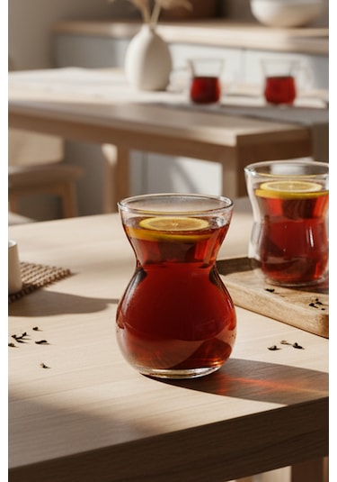 Snippy Tea - 6'lı Cam Çay Bardağı Cam Çay Seti 170 Cc Cam