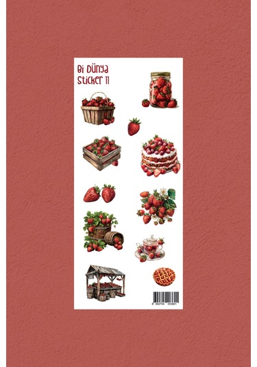 M11 - Çilek Bahçesi - Sticker Paketi Çok Renkli