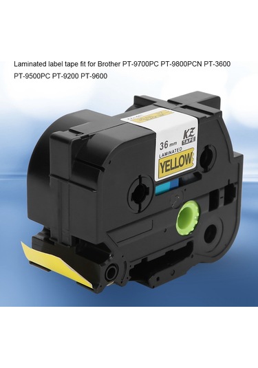 Moveevo 36mm Sarı Arka Plan Siyah Yazı Lamine Etiket Bandı, Brother Pt-9700pc/pt-9800pcn/pt-3600/pt-9500pc/pt-9200/pt-9600 İçin Uyumlu, Dayanıklı Pet Malzeme, Net Baskı 1 Adet