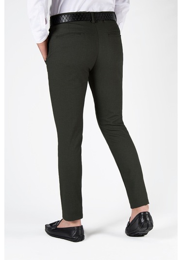 Koyu Yeşil Slim Fit Pamuklu İtalyan Kesim Pantolon Koyu Yeşil