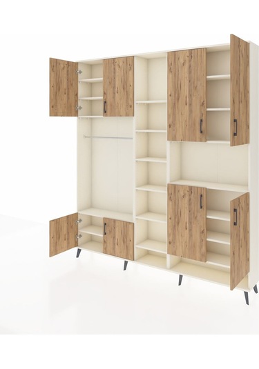 Arges Dolap 18 Raflı 8 Kapaklı Tek Askılı 220x30x243 Aytaşı-çam/aytaşı Atlas Çam/aytası