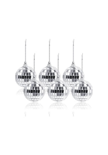 Disco Topu Aynalı Gümüş 5 Cm 6 Lı
