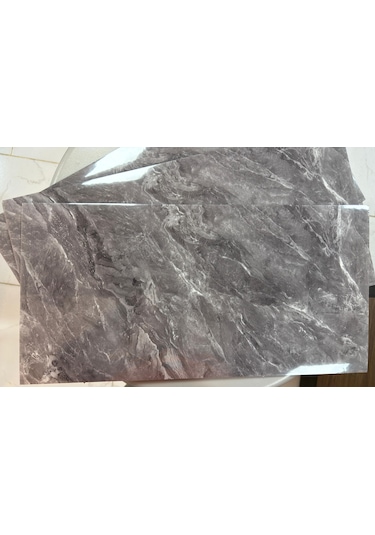 6 Adet Kendinden Yapışkanlı Dekoratif Esnek Köpük Beyaz Pvc Mermer Panel 60x30 0,18 M² Cm Mutfak Banyo Wc Gri