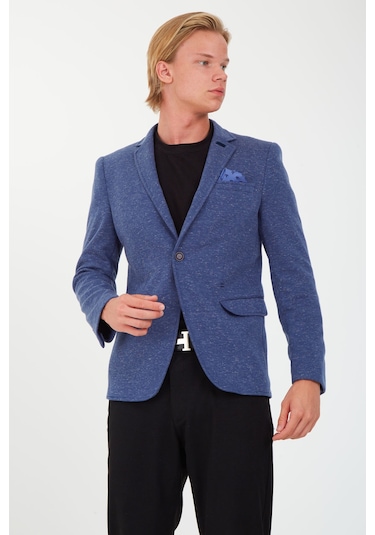 Sposo 5106 Dar Kalıp Yarım Astarlı Lacivert Erkek Blazer Ceket Lacivert