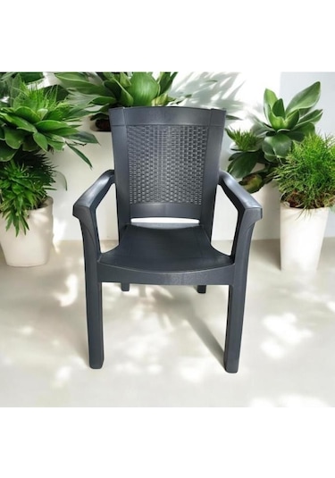 6 Adet Napoli Kalın Bacaklı Kollu Sandalye Koltuk Antrasit Antrasit